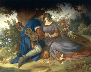 "Under Linden Tree, on the Heath...", från Lohengrin Saga (väggmålning) av German School
