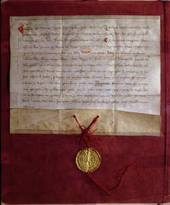 Åtagande från kejsar Fredrik II (1194-1250) att förse kung Ludvig IX (1214-70) med hästar, vapen och proviant för det sjunde korståget, 1246 av German School