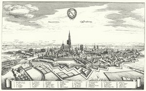 Utsikt över Strasbourg (gravyr) av German School