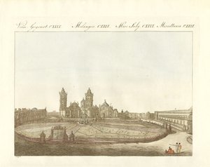 Utsikt över Grand Plaza i Mexico-City i Amerika (färgad gravyr) av German School