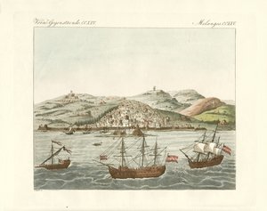 Utsikt över staden El Djazair (färgad gravyr) av German School