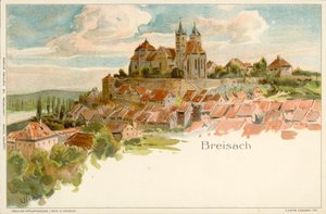 Utsikt över staden Breisach, Tyskland (chromolitho) av German School