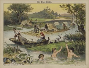 Vatten (färg litho) av German School