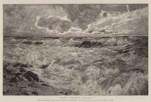 Vågor, Einsamor Strand (litho) av German School