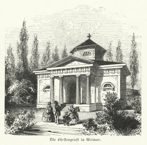 Weimarer Fuersten Gruft, gravkapell för hertigarna av Saxe-Weimar-Eisenach och platsen för gravarna för de tyska författarna Johann Wolfgang Goethe och Friedrich Schiller av German School