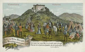 Weinsberg, Tyskland (färg litho) av German School