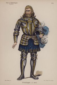 Weislingen, från Gotz von Berlichingen av Goethe (färg litho) av German School