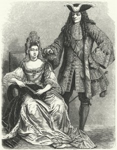 William III och Mary II, kung och drottning av England (gravyr) av German School