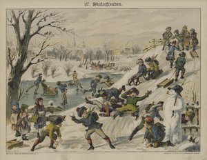 Vinternöjen (färg litho) av German School