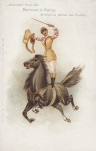 Kvinnlig ryttare på Barnum och Baileys cirkus (chromolitho) av German School