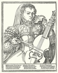 Kvinna som spelar cello (gravyr) av German School