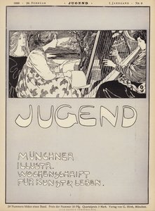 Kvinna som spelar harpa (litho) av German School