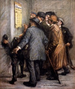 Första världskriget (1914 - 1918): Österrikare läser förklaringen om krigsoperationer, -i "" Jugend"" av German School
