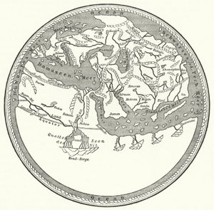 Världskarta över den arabiske geografen och kartografen Muhammad al-Idrisi av German School