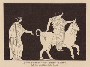 Zeus, i form av en tjur, för bort Europa (litho) av German School