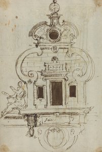 Väggmonument med en armillärsfär [verso] av German or Austrian 16th Century