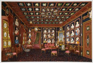 Konversationssalong i Villa Lazarovich, Triestes residens för Maximilian av Habsburg (1832-1867), tempera av Germano Prosdocimi av Germano Prosdocimi