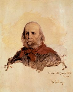 Italian Unite: porträtt av Giuseppe Garibaldi (1807-1882), italiensk patriot. Verk av Gerolamo (Girolamo) Induno (1825-1890) av Gerolamo Induno