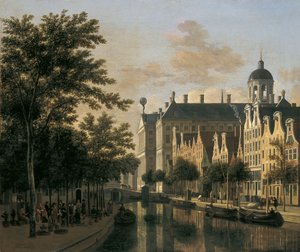 Nieuwezijds Voorburgwal med blomstermarknaden, Amsterdam