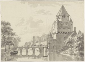 Utsikt över Kleine Houtpoort, Haarlem av Gerrit Adriaenszoon Berckheyde