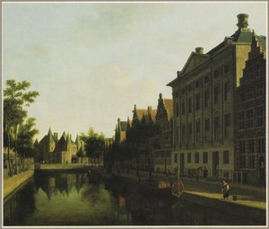 Utsikt över Kloveniersburgwal med Waag och Trippenhuis, Amsterdam