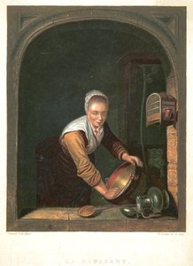 Husfrun, c1630-1670 av Gerrit Dou