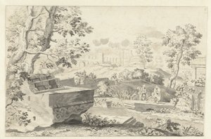 Landskap med antika ruiner av Gerrit Grasdorp (possibly)