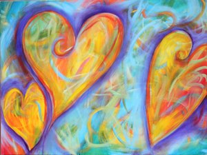 Chalk Hearts, 2023 (akryl på duk) av Gerrit Greve