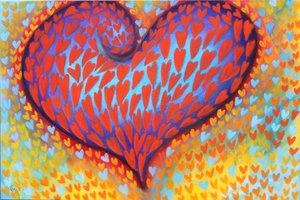 Confetti Hearts, 2023 (akryl på duk) av Gerrit Greve