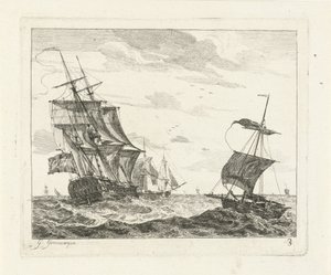 Segelfartyg på oroliga hav Havslandskap med skepp (serietitel)