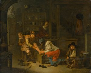 Hos apoteket, 1656. av Gerrit Lundens