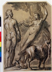""Adam och Eva"" Eva plockar den förbjudna frukten och ger den till Adam. Pennteckning av Gerrit Pietersz (1566-cirka 1616) sent 1590-tal. Pushkin-museet, Moskva av Gerrit Pietersz
