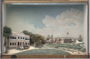 Diorama från Regeringstorget i Paramaribo av Gerrit Schouten