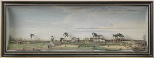 Diorama från Zeezigt kaffe- och bomullsplantagen i Surinam, ca 1815-21 trä och målat papper av Gerrit Schouten