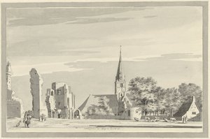 Ruinerna av klostret Rijnsburg resterna av klostret i Rijnsburgh (titel på objektet) av Gerrit Toorenburgh