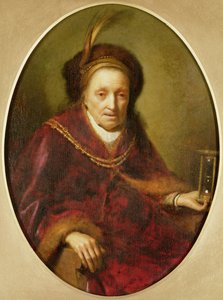 En gammal kvinna med ett timglas av Gerrit Dou
