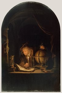 Astronomer by Candlelight, c.1650 (olja på panel) av Gerrit Dou