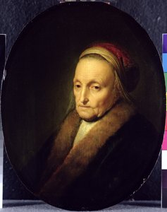 Head of an Old Woman with a Fur Collar, after 1630  av Gerrit Dou