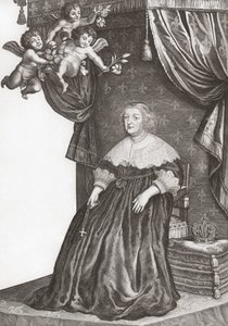 Marie de Medici, Frankrikes drottning. Porträtt (tryck) av Gerrit van (after) Honthorst