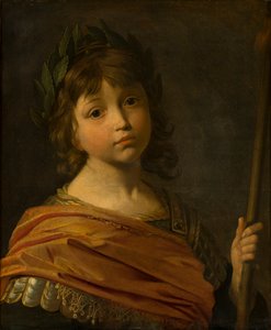 Porträtt av Maurice eller Moritz, Prince Palatine (1621-1652) avbildad som Mars, när en pojke, ca 1625-35 (olja på duk) av Gerrit van Honthorst
