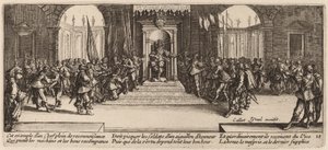 Fördelning av belöningar av Gerrit van Schagen after Jacques Callot