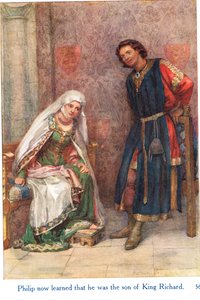 Philip fick nu veta att han var son till kung Richard, illustration från "Shakespeares berättelser om de engelska kungarna", publicerad av George Harrap & Son