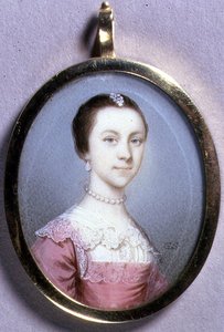 Porträttminiatyr av Rachael Chumley, ca 1749 (akvarell på elfenben på kort)