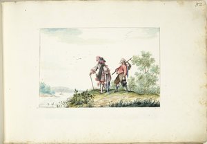 Gentleman och vandrare i ett landskap av Gesina ter Borch (signed by artist)