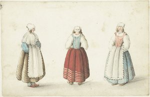 Tre stående kvinnor av Gesina ter Borch