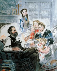 Karl Marx och hans familj (akvarell) av Ghan Zen Mon