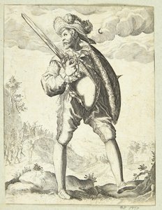 Soldat beväpnad med svärd och sköld av Gheyn, Jacques II de