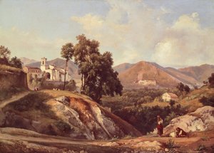 Landskap i regionen Kampanien, av Giacinto Gigante (1806-1876), Italien