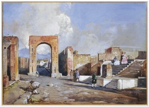 Italien, Utgrävningar av Pompeji av Giacinto Gigante