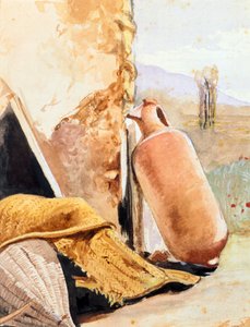 Stilleben med kanna och landskap av Giacinto Gigante